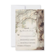 Cartes RSVP de mariage coeur d'arbre rustique