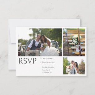 Cartes RSVP de mariage Collage photo blanc