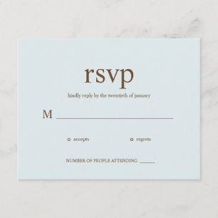 Cartes RSVP de mariage contemporaines - Bleu