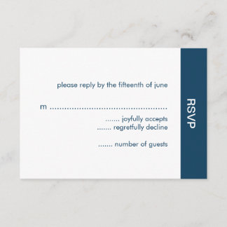 Cartes RSVP de mariage couleur en gras - Marine