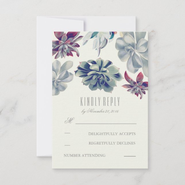 Cartes RSVP de Mariage de Bouquet Succulents (Devant)
