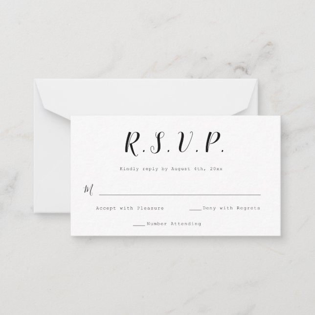 Cartes RSVP de mariage de calligraphie budgétaire (Devant)