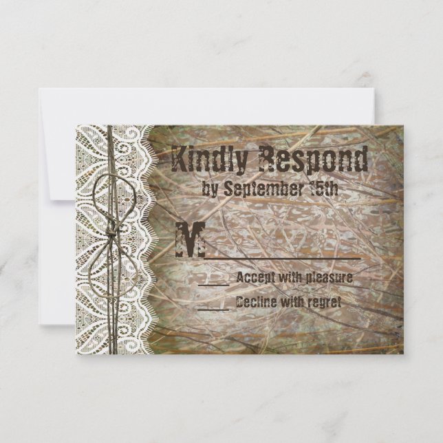 Cartes RSVP de Mariage de Camo Rustique (Devant)