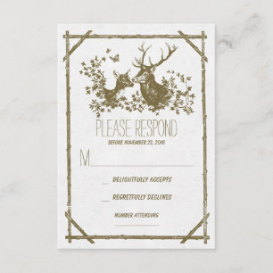 Cartes RSVP de mariage de cerfs rustiques