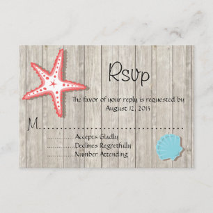 Cartes RSVP de mariage de coquillages tropicaux