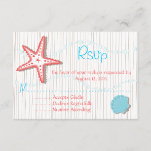 Cartes RSVP de mariage de coquillages tropicaux