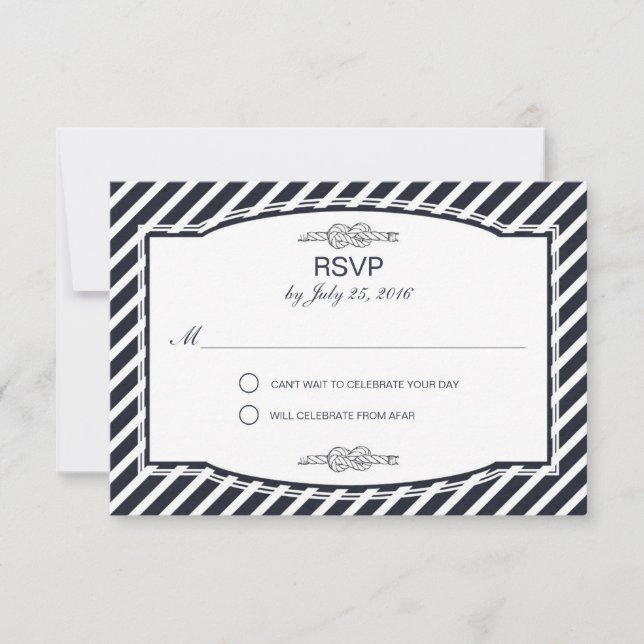 Cartes RSVP de mariage de la marine de noeud de ma (Devant)