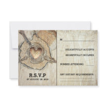 Cartes RSVP de mariage de l'arbre de coeur en bois
