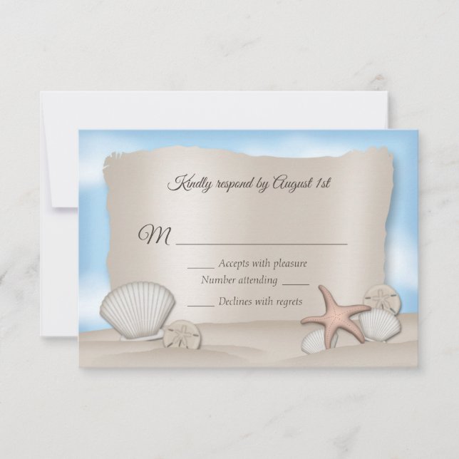 Cartes RSVP de mariage de plage (Devant)