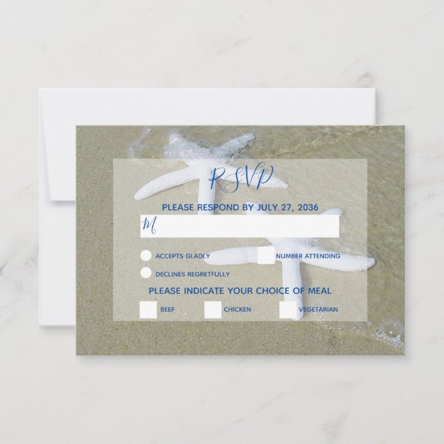Cartes RSVP de Mariage de Plage Starfish (Devant)