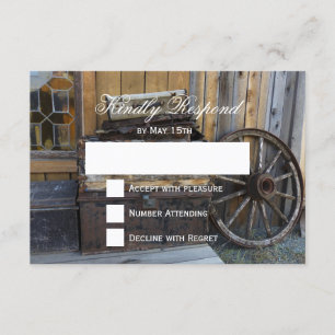 Cartes RSVP de mariage de roue rustique en Wagon