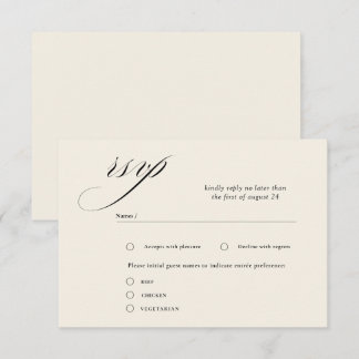 Cartes RSVP de Mariage de Script romantique