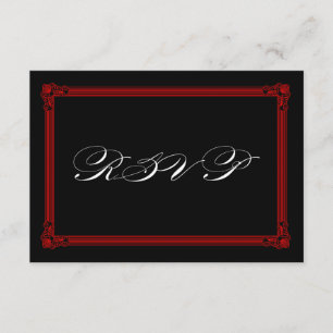 Cartes RSVP de mariage de style Poster rouge et no