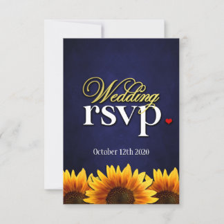 Cartes RSVP de mariage de tournesol en tableau ble