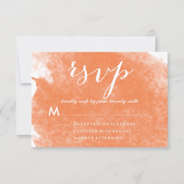 CARTES RSVP DE MARIAGE D'EAU ORANGE CHIC (Devant)