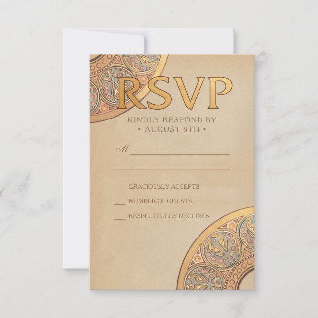 Cartes RSVP de mariage | Déco Gold Nouveau (Devant)