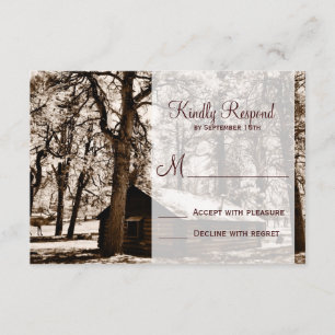 Cartes RSVP de mariage des pins Cabines rustiques