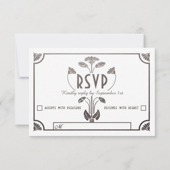 Cartes RSVP de mariage égyptien Nouveau argent et  (Devant)