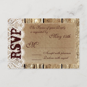 Cartes RSVP de mariage en dentelle rustique