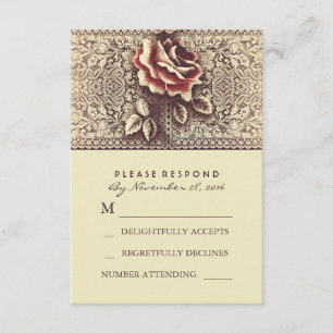 Cartes RSVP de mariage en dentelle vintage