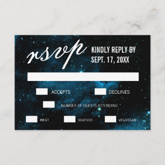 Cartes RSVP de mariage en Galaxie Bleue