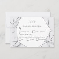 Cartes RSVP de mariage en marbre géométrique éléga