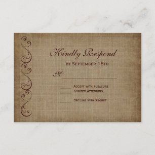 Cartes RSVP de mariage en papier Vintage rustique