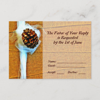 Cartes RSVP de Mariage en Pinecone Rustique
