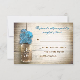 cartes RSVP de mariage en pot mason avec fleurs bl