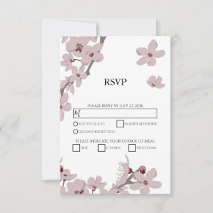 Cartes RSVP de mariage Fleur de Cerisier Élégante