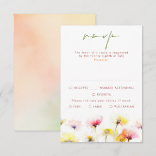 Cartes RSVP de mariage Fleur sauvage colorées