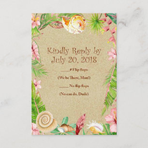 Cartes RSVP de mariage Floral de Beach Sea Shell