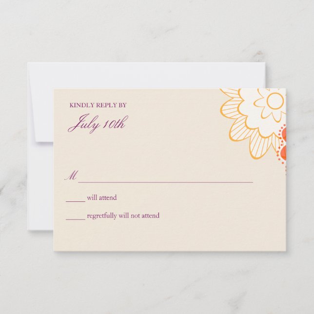 Cartes Rsvp de mariage floral Whimy (Devant)
