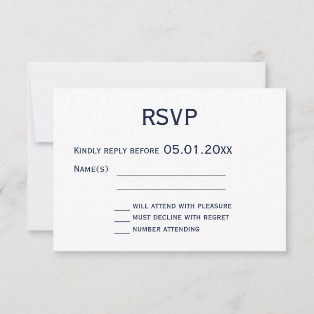 Cartes RSVP De Mariage Gay Bleu Et Blanc (Devant)