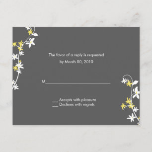Cartes RSVP de mariage gris et jaune