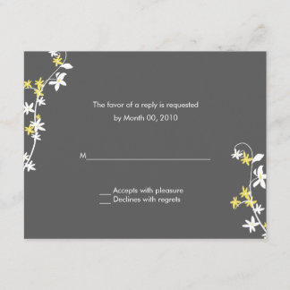 Cartes RSVP de mariage gris et jaune