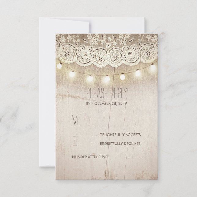 Cartes RSVP de Mariage Jar Mason Rustique (Devant)