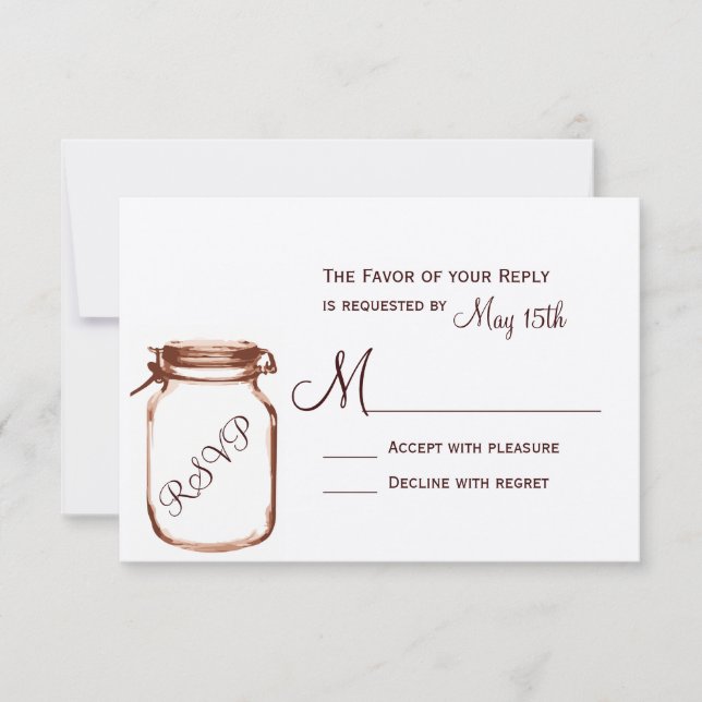 Cartes RSVP de Mariage Jar Mason rustique (Devant)