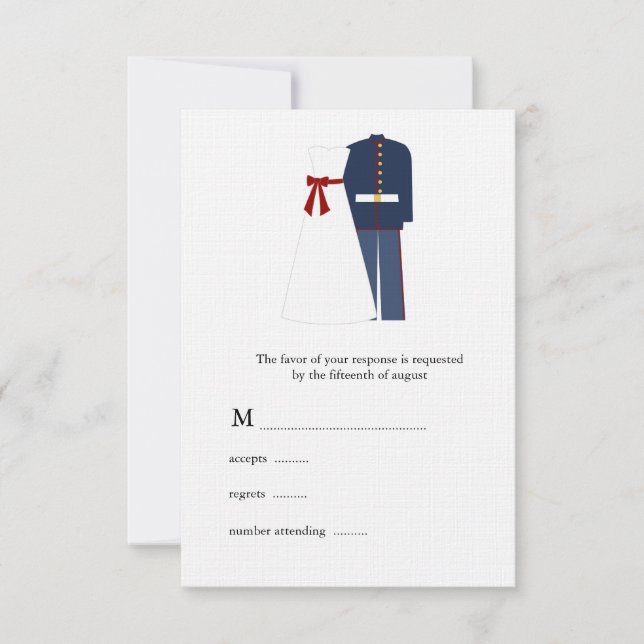 Cartes RSVP de mariage militaire (Devant)