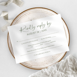 Cartes RSVP de mariage minimaliste simples