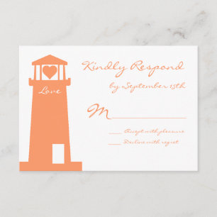 Cartes RSVP de mariage Nautical Lighthouse Beach