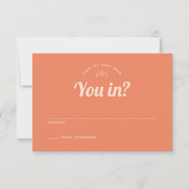 Cartes RSVP de Mariage Peachy (Devant)