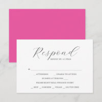 Cartes RSVP de mariage personnalisées Vibrant rose