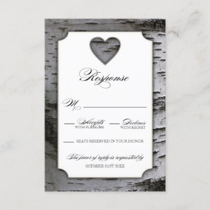 Cartes RSVP de mariage pour l'écorce d'arbre de co