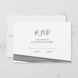 Cartes RSVP de mariage rayé noir & blanc modernes