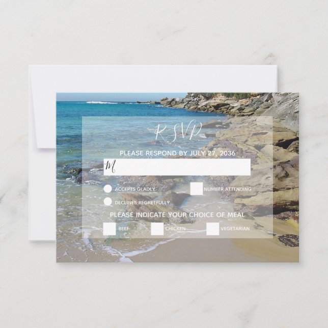 Cartes RSVP de mariage Rocky Beach (Devant)