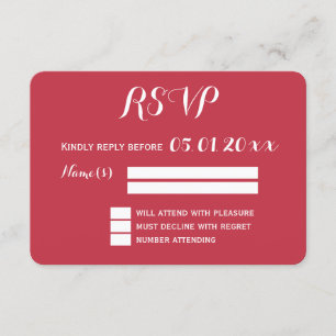Cartes RSVP De Mariage Rouges Sur Mesure Avec Coeu