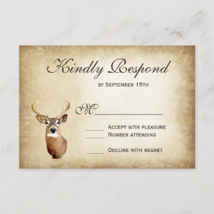 Cartes RSVP de Mariage Rustique Chasse Cerfs Antle
