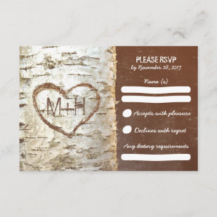 Cartes RSVP de mariage rustique de Birch Tree