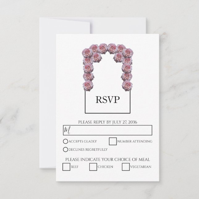 Cartes RSVP de mariage Rustique rose pâle Roses (Devant)